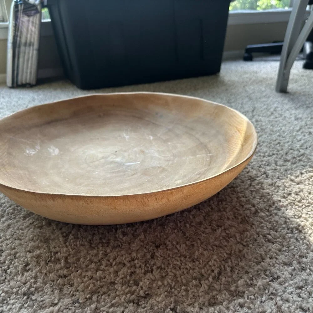 Large irregular Crate and Barrel wood bowl